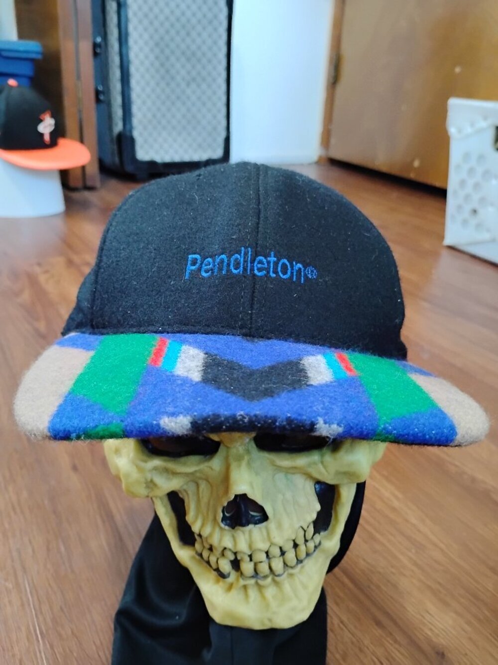 Vintage Pendleton Wool Strap Hat Cap Aztec Brim